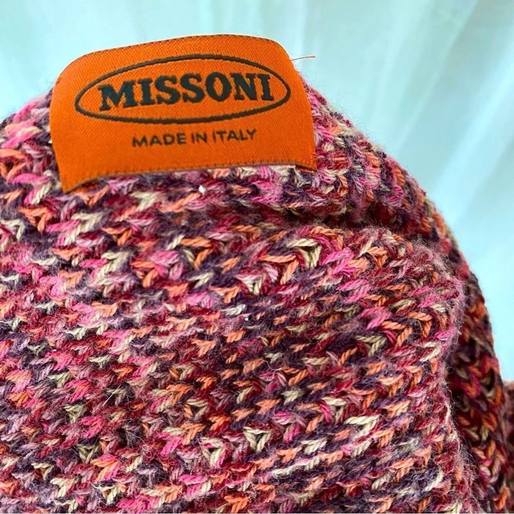 Missoni Scarf, 80" Pink,‎ Red, and Violet Knit Scarf with Tassels - Picture 3 of 10